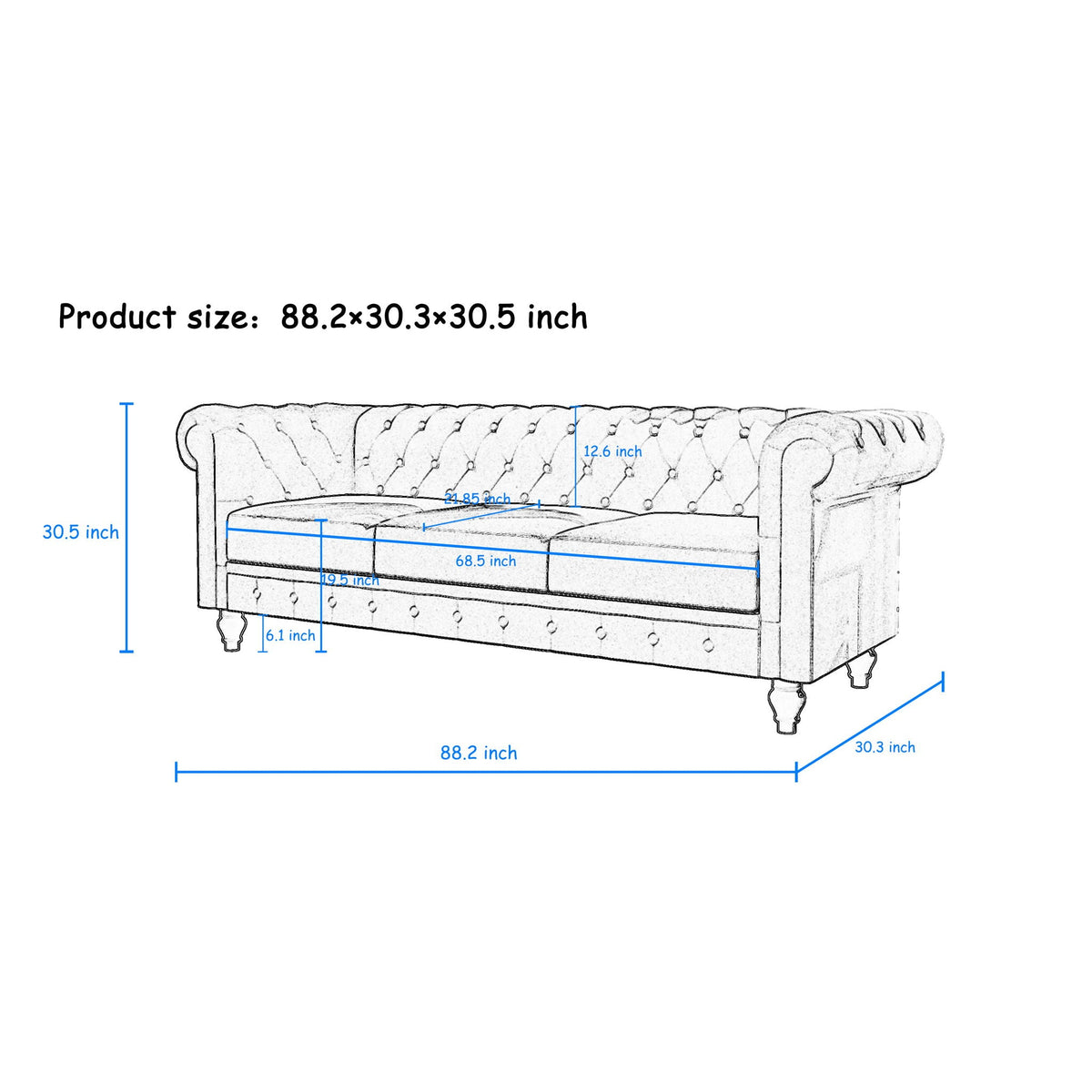 2 Piece Sofa Set With Rolled Armrests Home Essentials