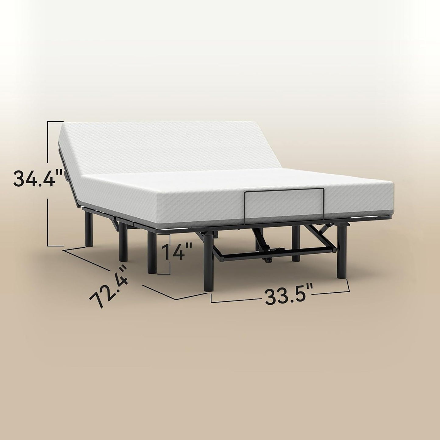 Adjustable Bed Base Frame With Head And Foot Incline, Quiet Motor, Queen Size Steel, Dual USB A, C Ports - Black Home Essentials