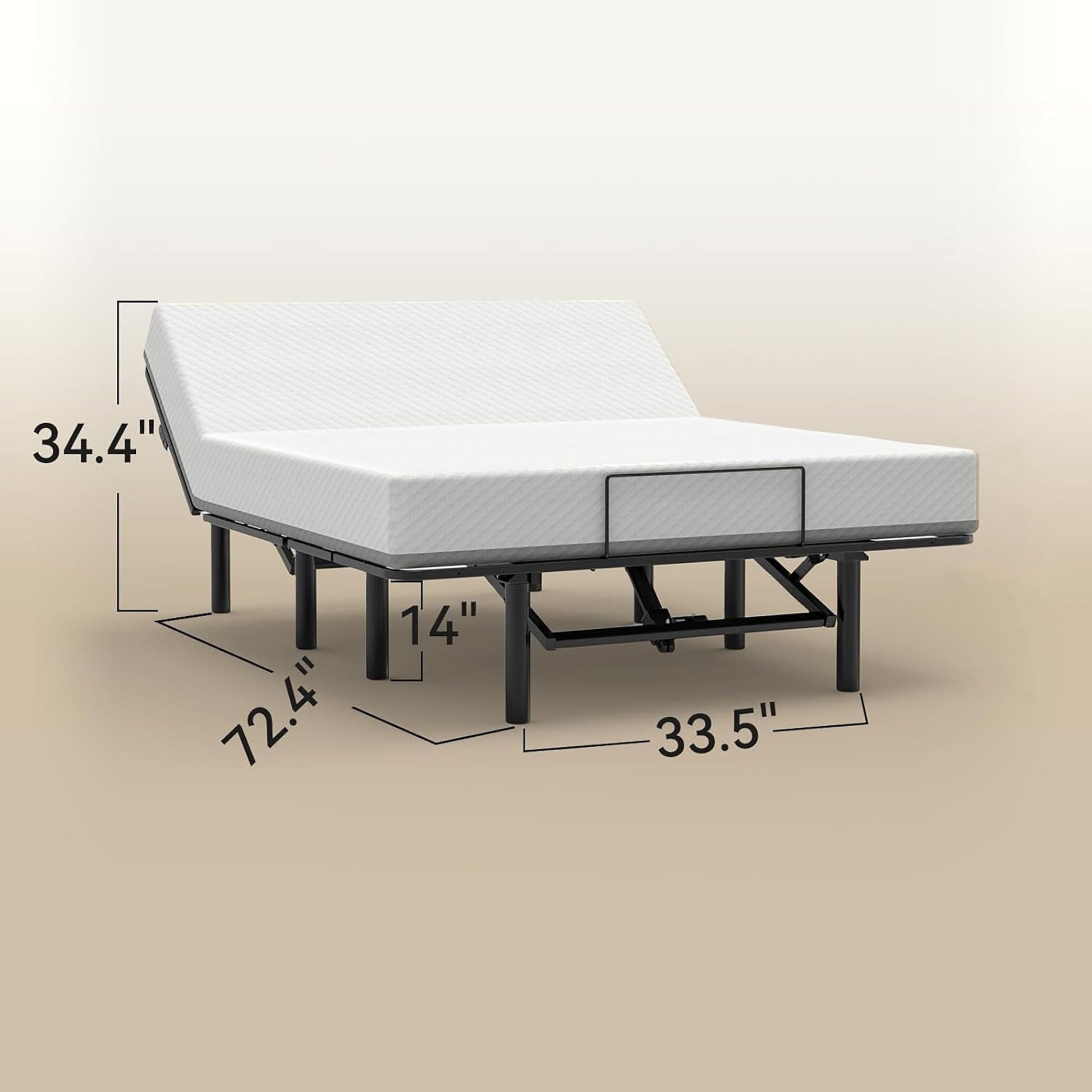 Adjustable Bed Base Frame With Head And Foot Incline, Quiet Motor, Queen Size Steel, Dual USB A, C Ports - Black Home Essentials