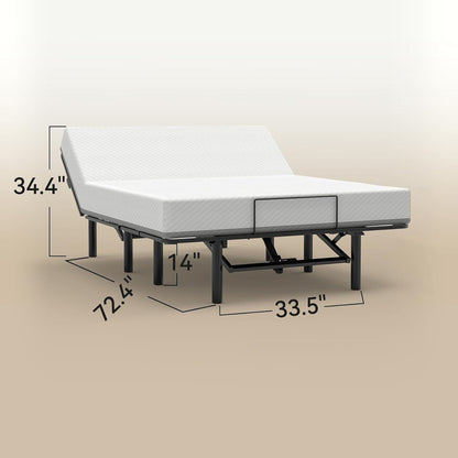 Adjustable Bed Base Frame With Head And Foot Incline, Quiet Motor, Queen Size Steel, Dual USB A, C Ports - Black Home Essentials