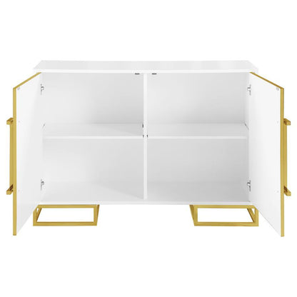 Elsa - 2 Door Wood Storage Accent Cabinet - White And Gold CoasterEssence