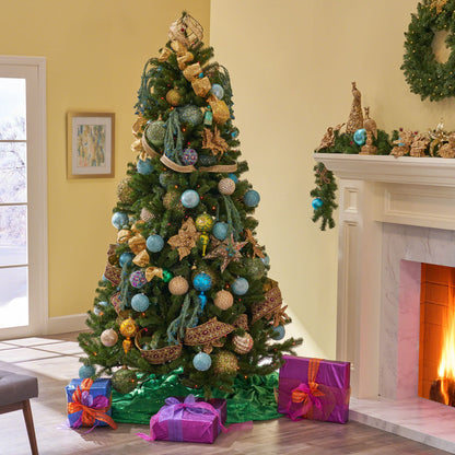 7' Noble Hinged Christmas Tree With 500 Multilights - Green Noble House