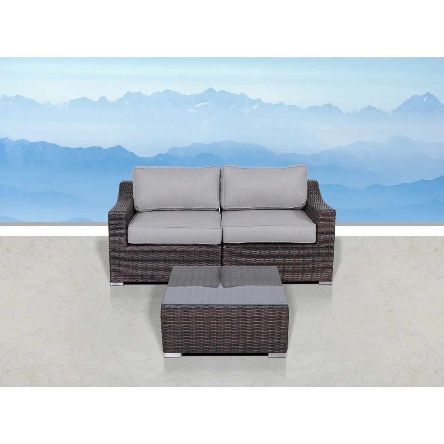 Outdoor Wicker Conversation Set With Cushions, All Weather LSI Patio Furniture