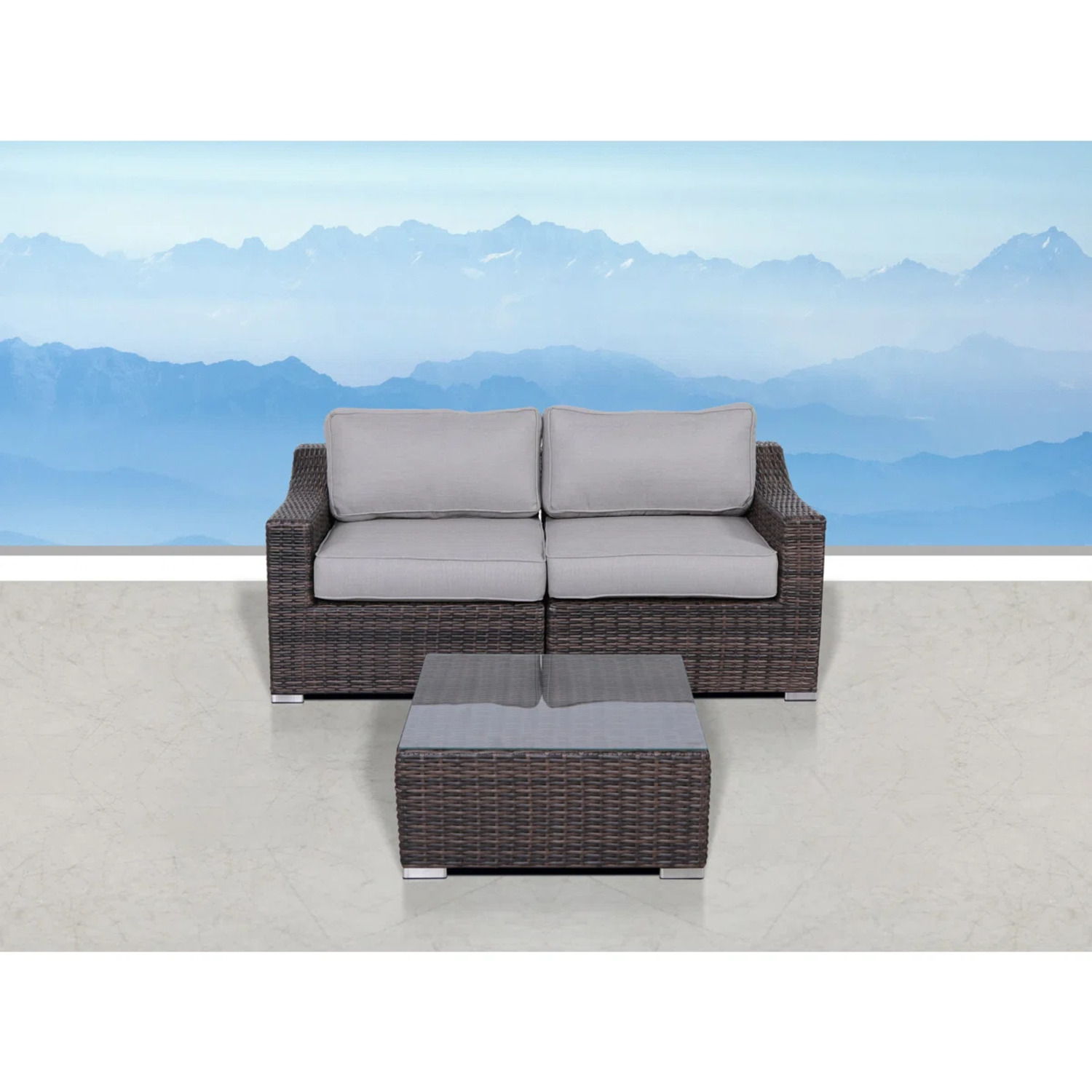 Outdoor Wicker Conversation Set With Cushions, All Weather LSI Patio Furniture