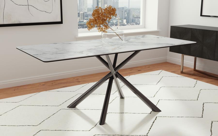 Carvell - Rectangular Sintered Stone Dining Table - Mirage White - Snoozhouse