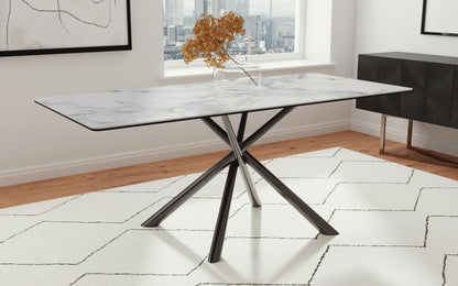 Carvell - Rectangular Sintered Stone Dining Table - Mirage White - Snoozhouse