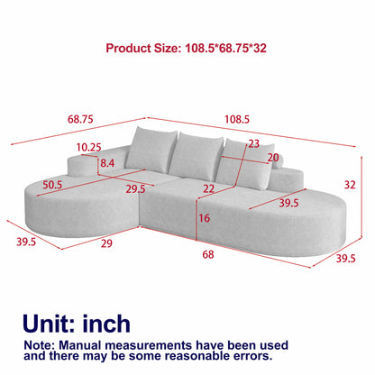 Modern Curved Sofa, L-Shaped Modular Sectional Set With 3 Pillows Home Essentials