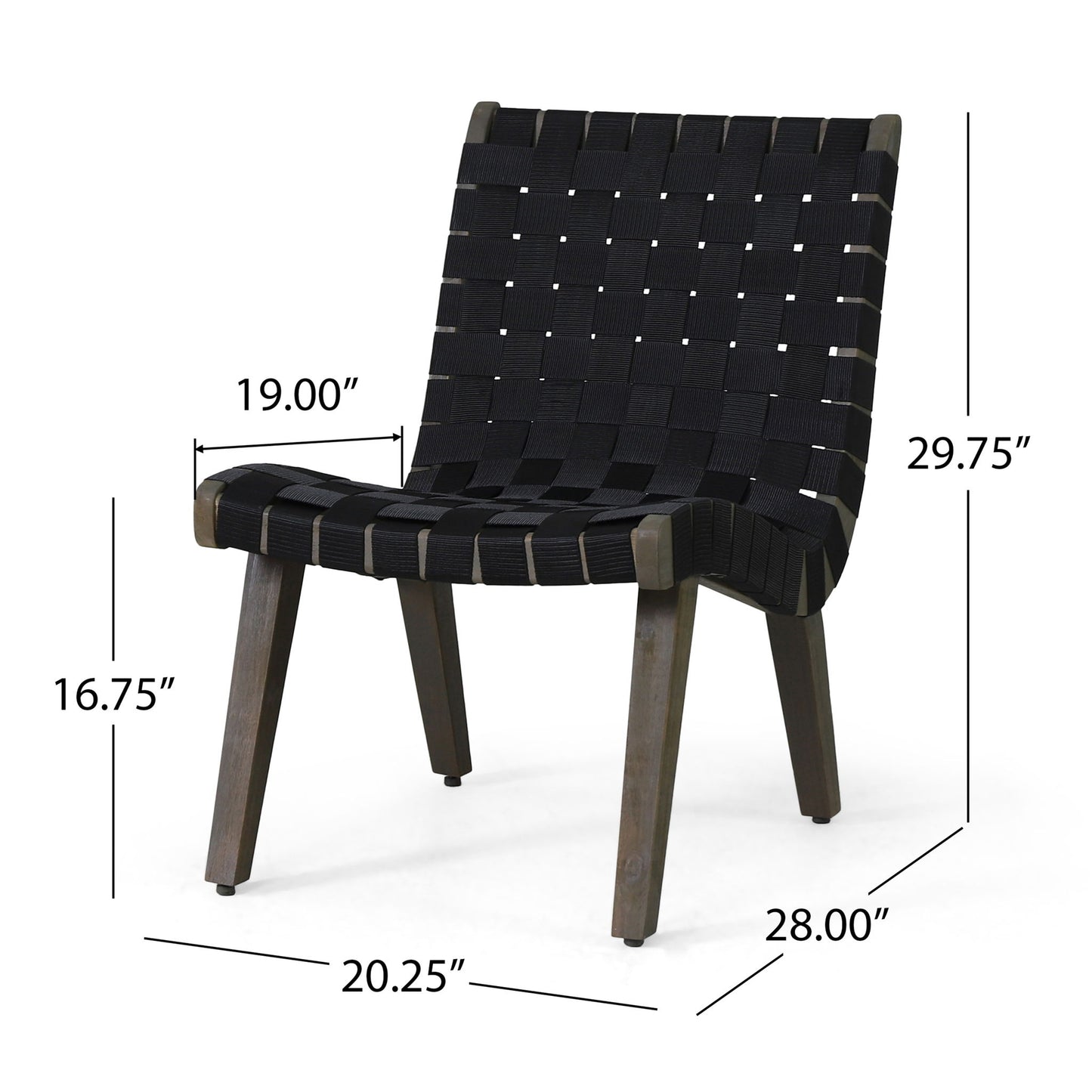 Lounge Chair With Stunning Rope Weave Design, (Set of 2) - Black Noble House