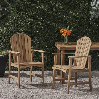 Outdoor Weather Resistant Acacia Wood Adirondack Dining Chairs (Set of 2) Noble House