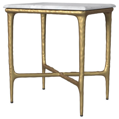 Baldwin - Rectangular Marble Top Side Table - White And Gold Coaster Fine Furniture