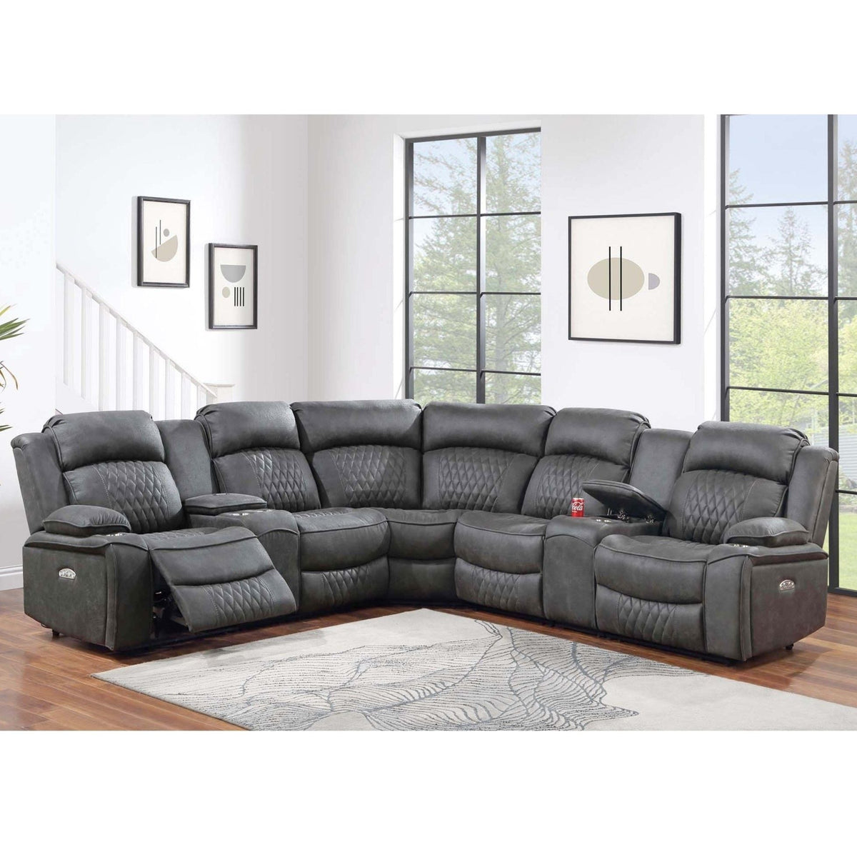 Power Motion Reclining Sectional Set With Console Home Essentials
