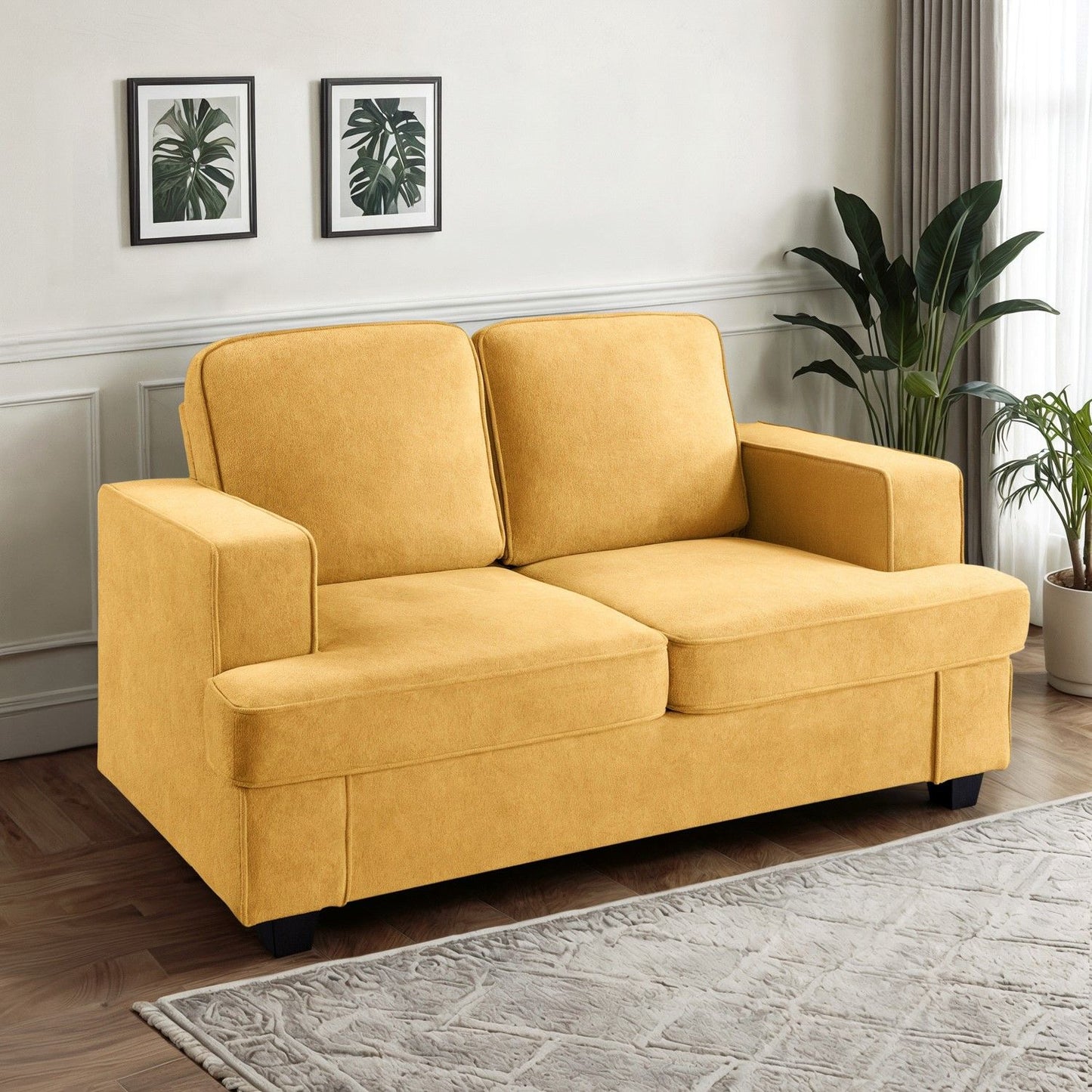 Modern Loveseat, Comfortable 2 Seater Couch With Deep Seating, Loose Back Cushions, Wide Arms US Pride