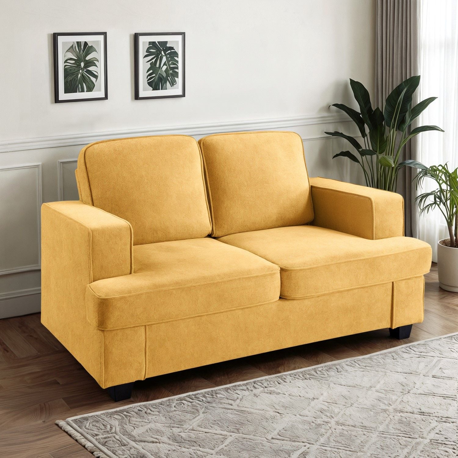 Modern Loveseat, Comfortable 2 Seater Couch With Deep Seating, Loose Back Cushions, Wide Arms US Pride