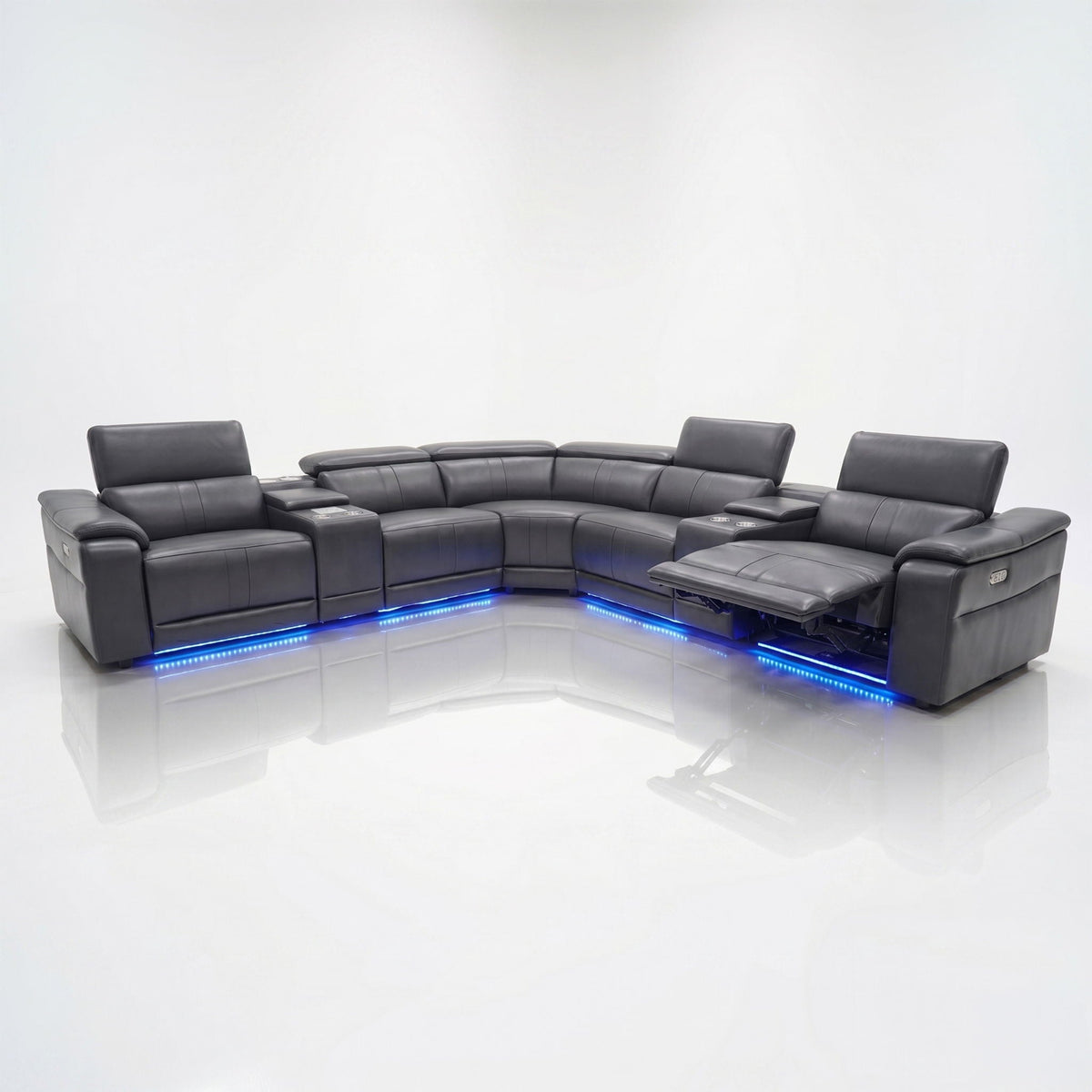 L - Shaped Recliner Sectional Sofa With Bluetooth Speakers, Wireless Charging, LED Lights Home Essentials