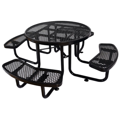 Round Outdoor Steel Picnic Table With Umbrella Pole