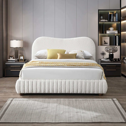 Norme - Queen Size Upholstered Low Profile Platform Bed - Cream Ashcroft Furniture