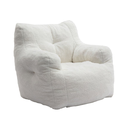 Soft Teddy Fabric Tufted Foam Bean Bag Chair With Teddy Fabric Home Essentials