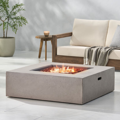 Modern 50,000 Btu Square Fire Table With Propane Tank Noble House