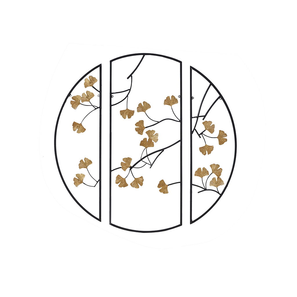 Golden Gingko Leaves - Wall Decor (Set of 3) - Black / Gold - Snoozhouse