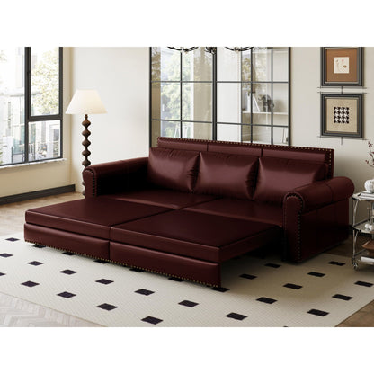 3 In 1 Convertible Sleeper Sofa With Nailhead Trim & Rolled Arm Home Essentials