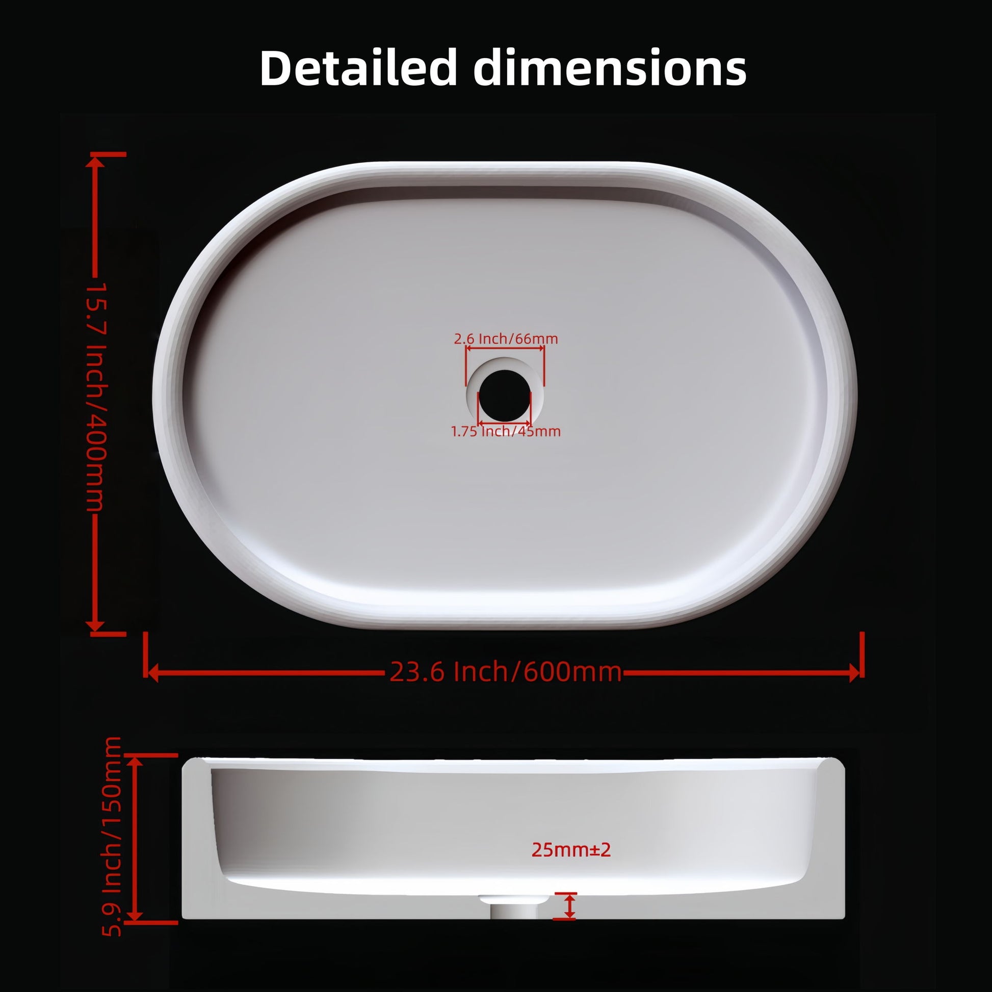 Bathroom Vessel Sink, Semi Polished Surface Daily Nest