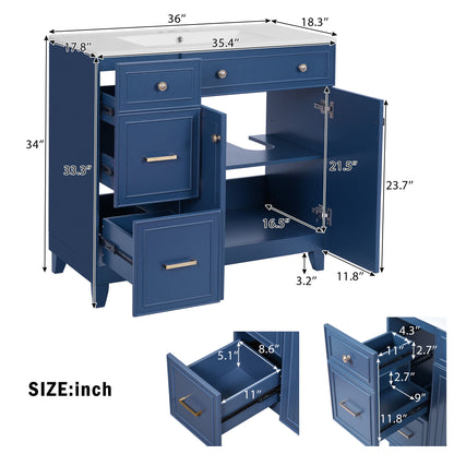 Bathroom Vanity With Sink, Soft Close Doors, Adjustable Shelves Hearth and Haven