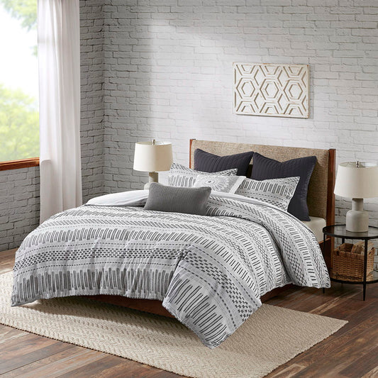 Rhea - King Duvet Cover Mini Set - Gray / Black