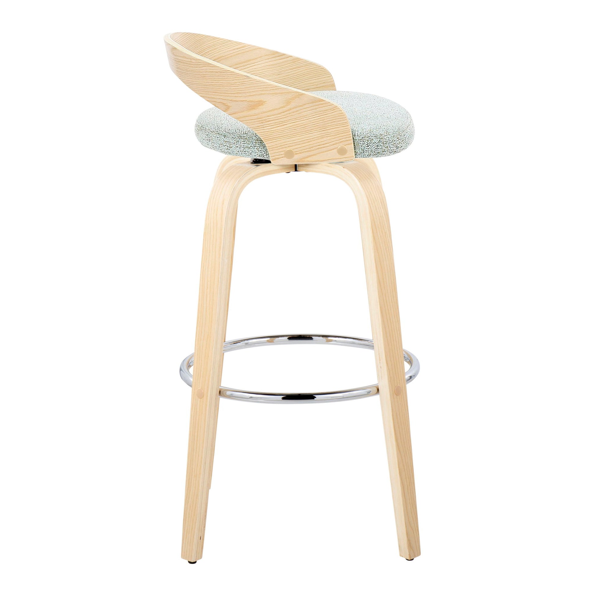 Grotto - Contemporary Fixed-Height Barstool With Swivel With Round Footrest (Set of 2) Lumi Source
