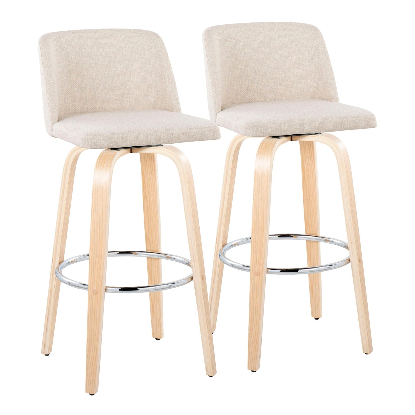 Toriano - Contemporary Fixed Height Barstool & Swivel With Round Footrest (Set of 2) Lumi Source