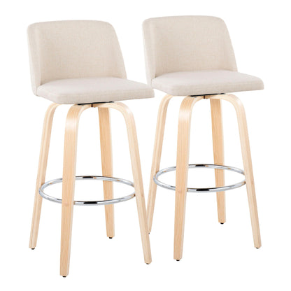 Toriano - Contemporary Fixed Height Barstool & Swivel With Round Footrest (Set of 2) Lumi Source