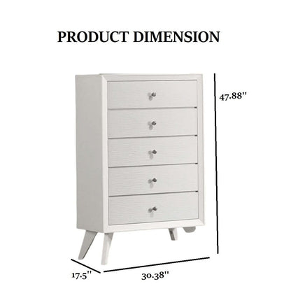 1 Piece Chest With Angled Legs, Wave Texture, Round Knobs - White Home Essentials