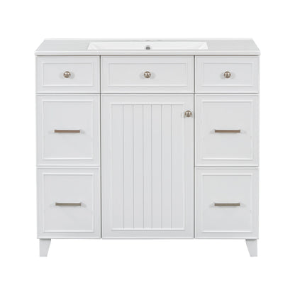 Bathroom Vanity With Ceramic Sink, Soft Close Doors, Adjustable Shelves Hearth and Haven