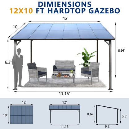 Wall Mounted Outdoor Pergola Gazebo, Heavy Duty Metal Awning With Roof Home Essentials