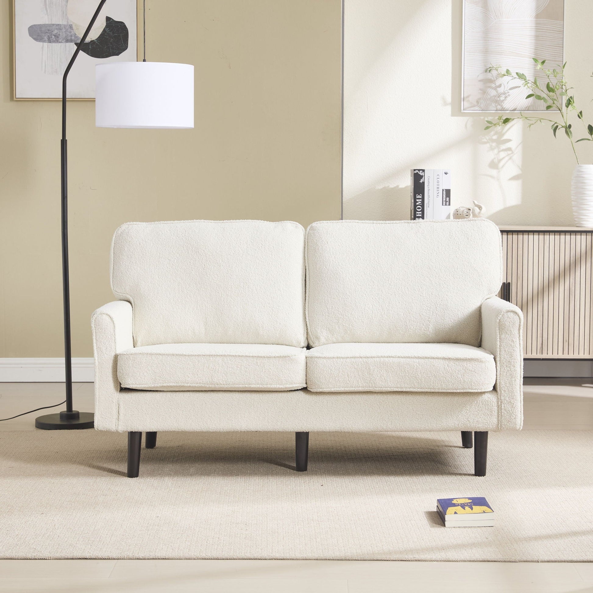 Mid Century Modern Loveseat Sofa With USB Ports, Removable Pillow Cover Home Essentials