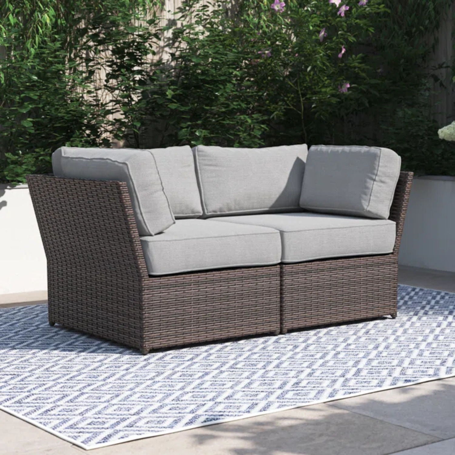Outdoor Wicker Loveseat With Cushions Patio Seating Wicker - Brown LSI Patio Furniture