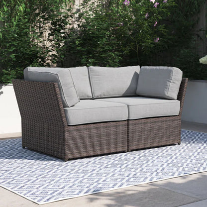 Outdoor Wicker Loveseat With Cushions Patio Seating Wicker - Brown LSI Patio Furniture