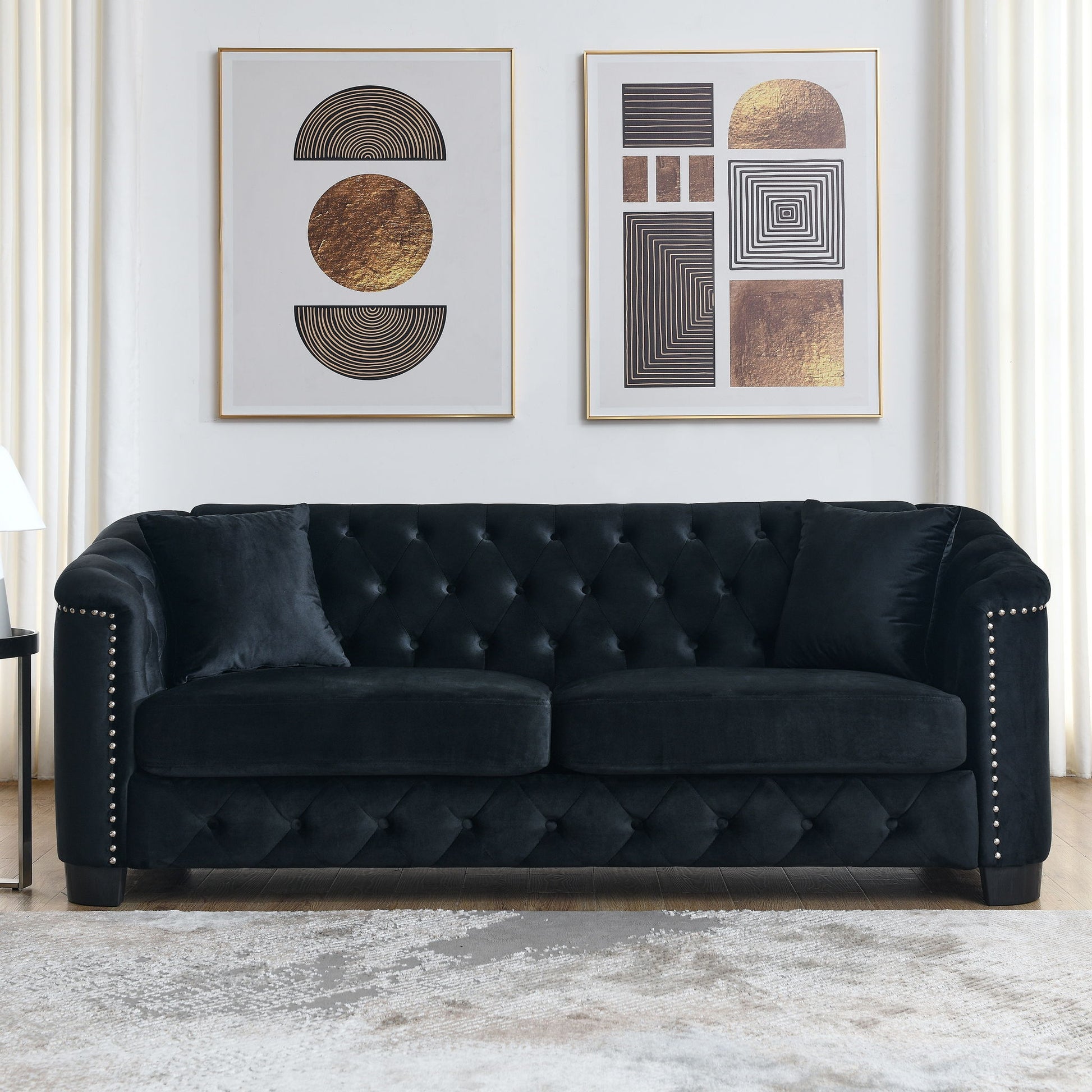 Modern Chesterfield Sofa With Tufted Backrest For Living Room Home Essentials