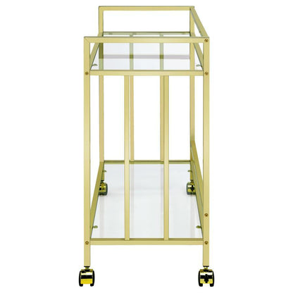 Cara - 2-tier Rectangular Glass Shelf Metal Bar Cart CoasterEssence
