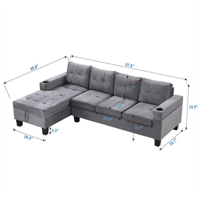 Modern Sectional Sofa Set With L Shape Chaise Lounge And Storage Home Essentials