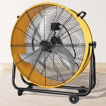 3 Speed Heavy Duty Metal Industrial Drum Fan, Air Circulation - Yellow