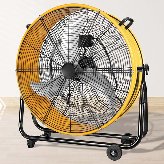 3 Speed Heavy Duty Metal Industrial Drum Fan, Air Circulation - Yellow