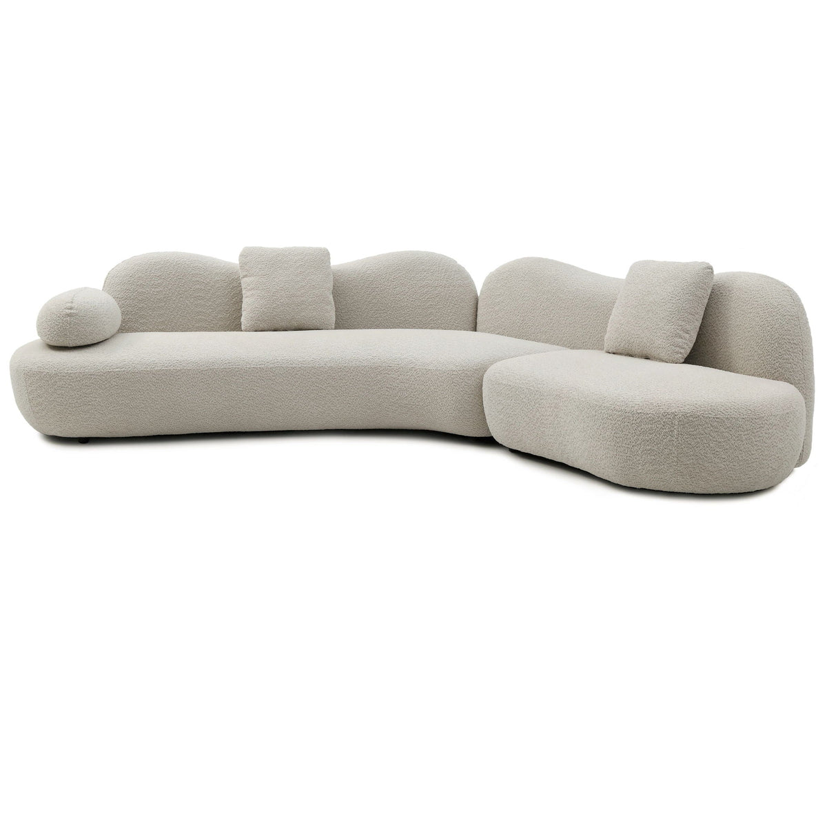 Sofa With Crescent Shape And Butterfly Backrest, Includes 2 Pillows - Beige Home Essentials