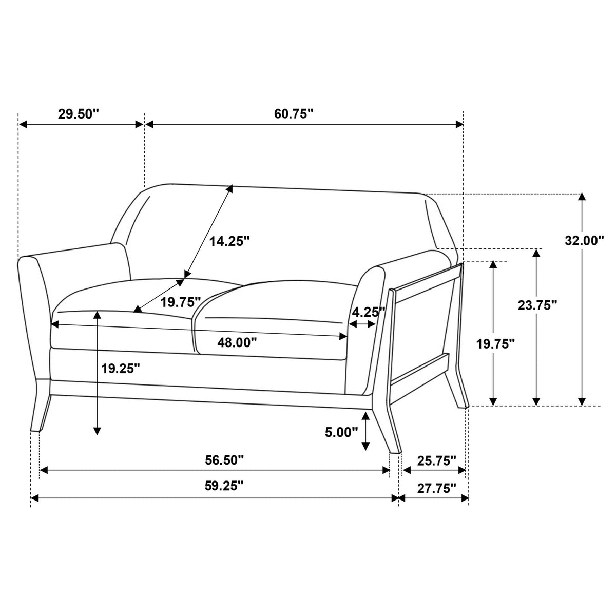 Caspian - Loveseat - Gray Furniture Max