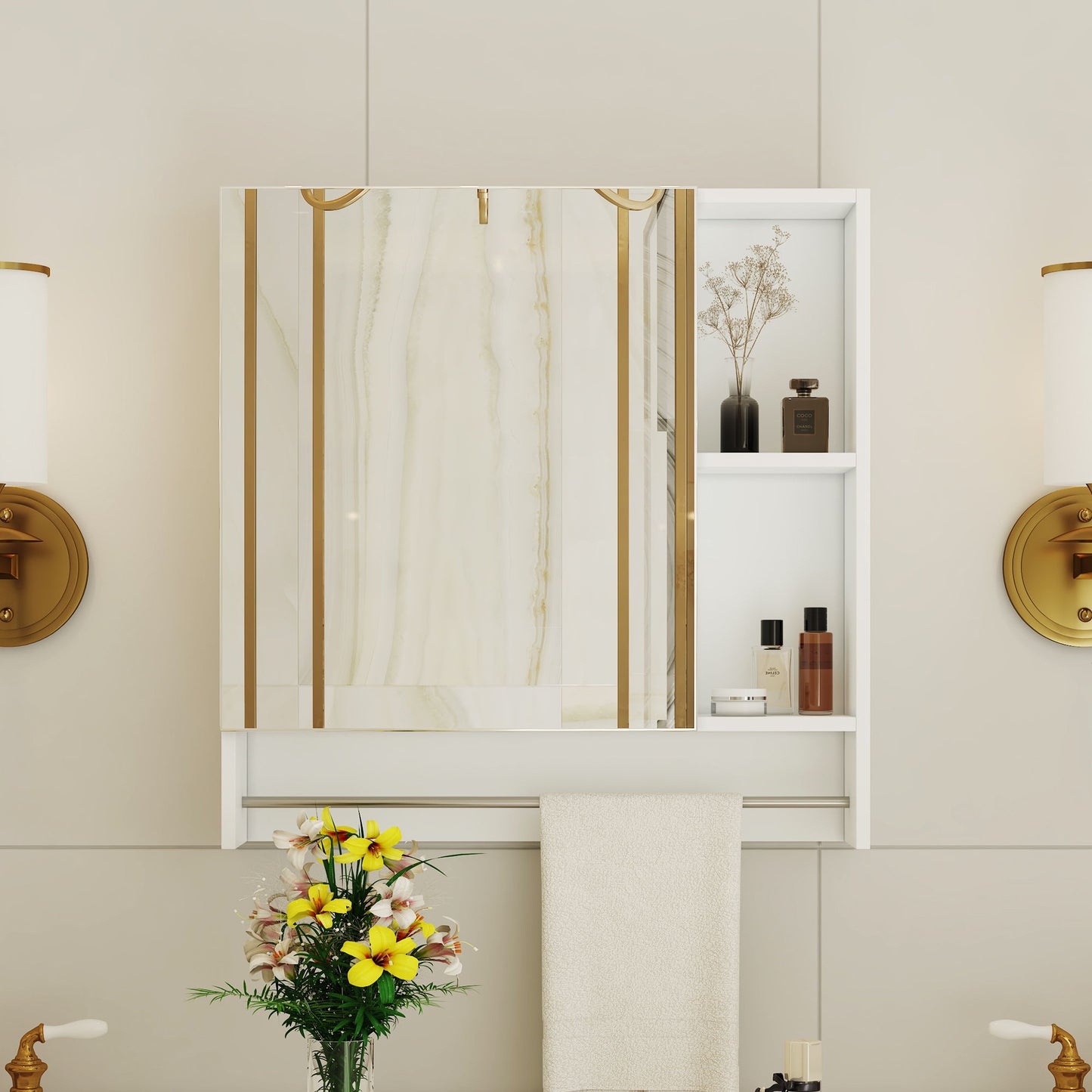 Wall Mounted Bathroom Storage Medicine Cabinet Cabinet With Mirror Door Home Essentials