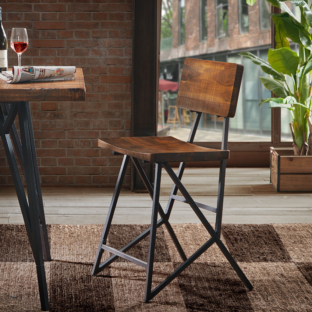 Trestle - Counter Stool - Reclaimed Brown / Gun Metal