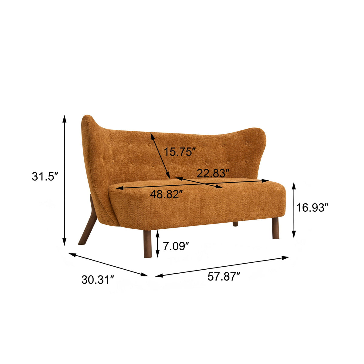 Nordic Chair Laid Back Loveseats With Curved Backres, No Armrests Home Essentials