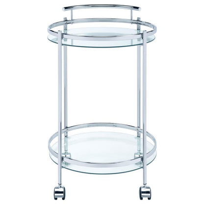 Chrissy - Round Glass Shelf Metal Bar Cart CoasterEveryday