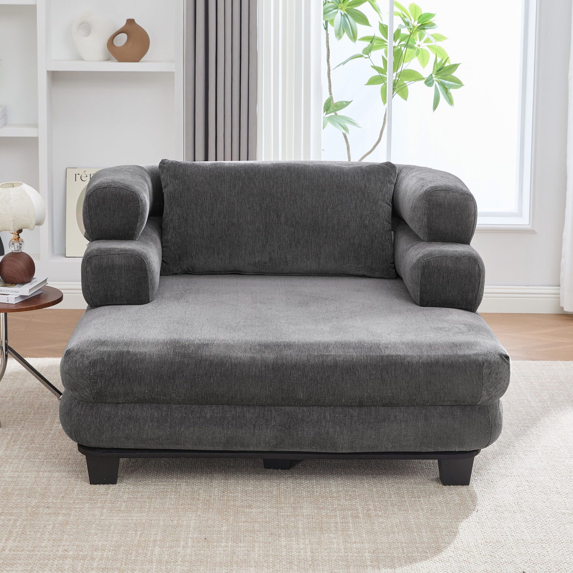 Oversized Chaise Lounge Sofa Bed With Deep Seat And Layered Armrests Noble House