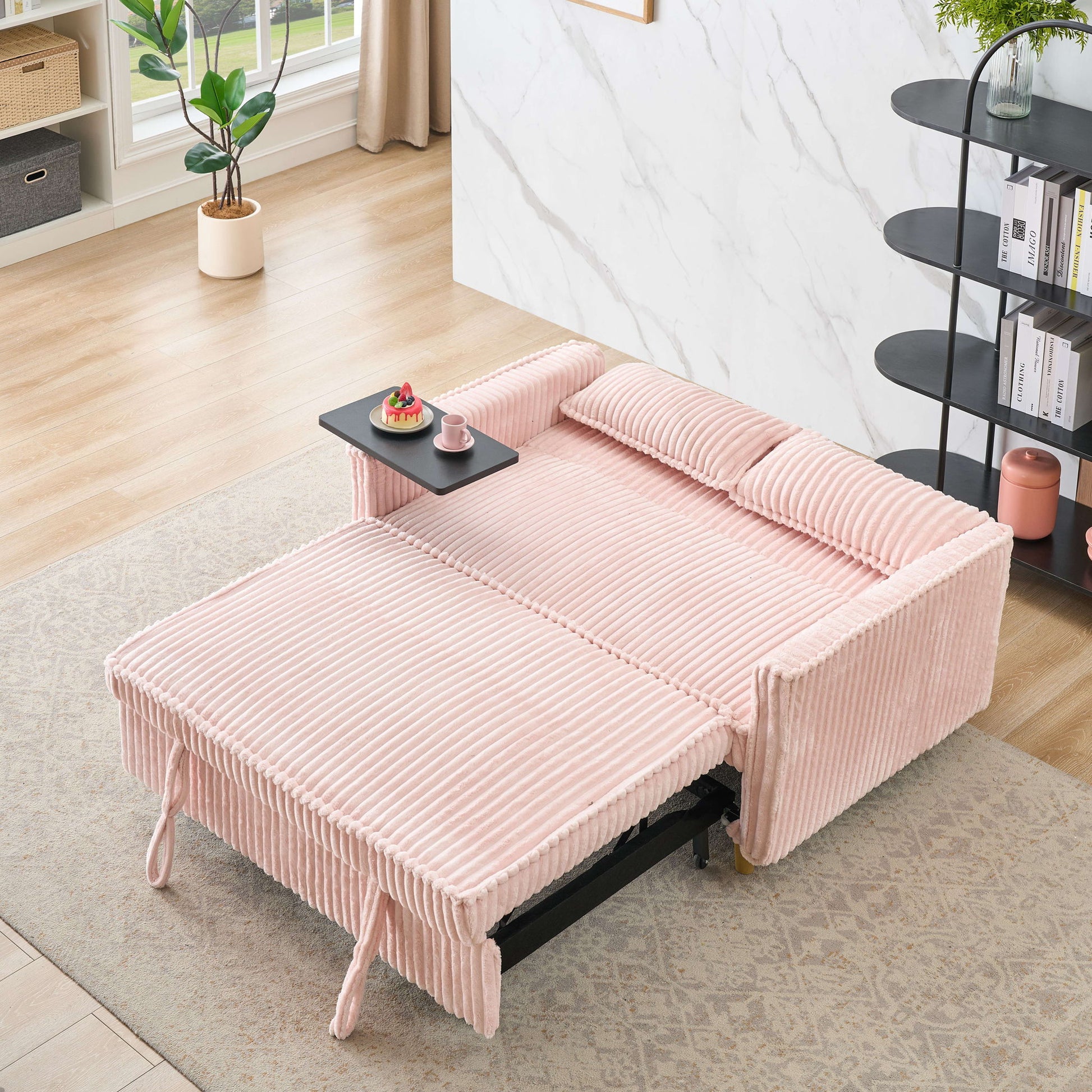Pull Out Sofa With Movable Tabletop And USB Ports Home Essentials