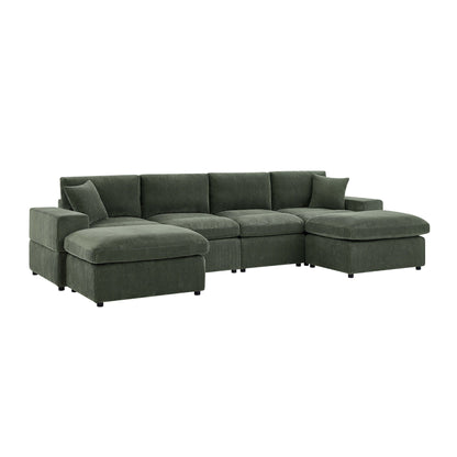 Upholstered Symmetrical Modular Sectional With 6 Seating Home Essentials